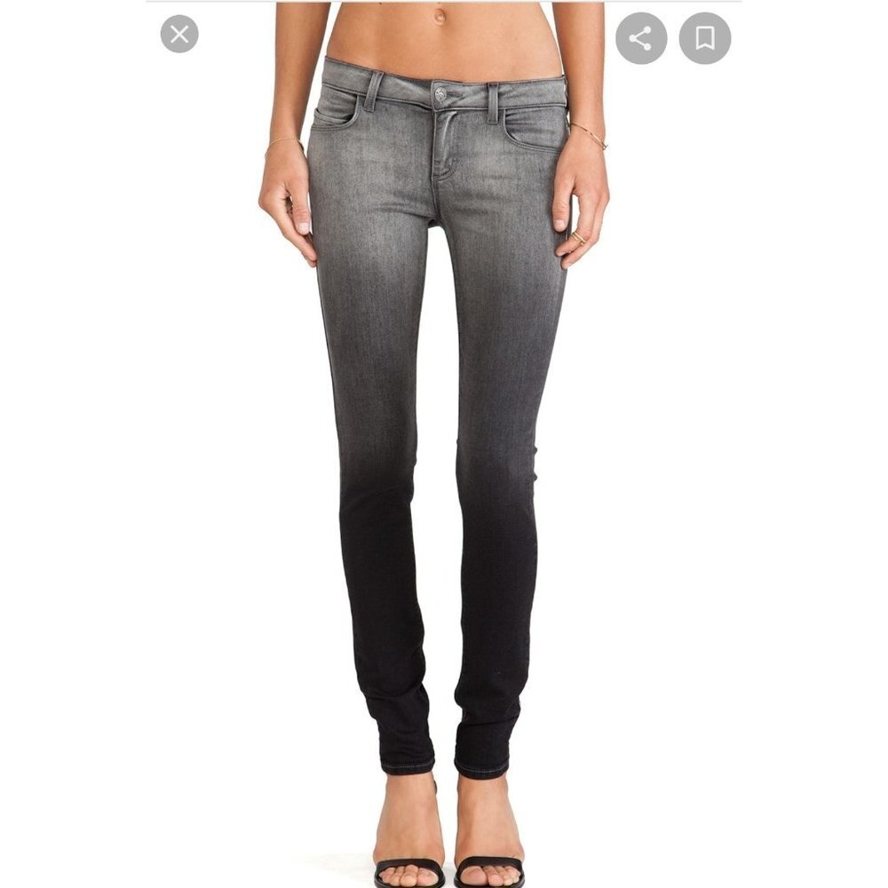 Siwy Leona Skinny Jean in Teasing Wash Black Gray Ombre Size 24